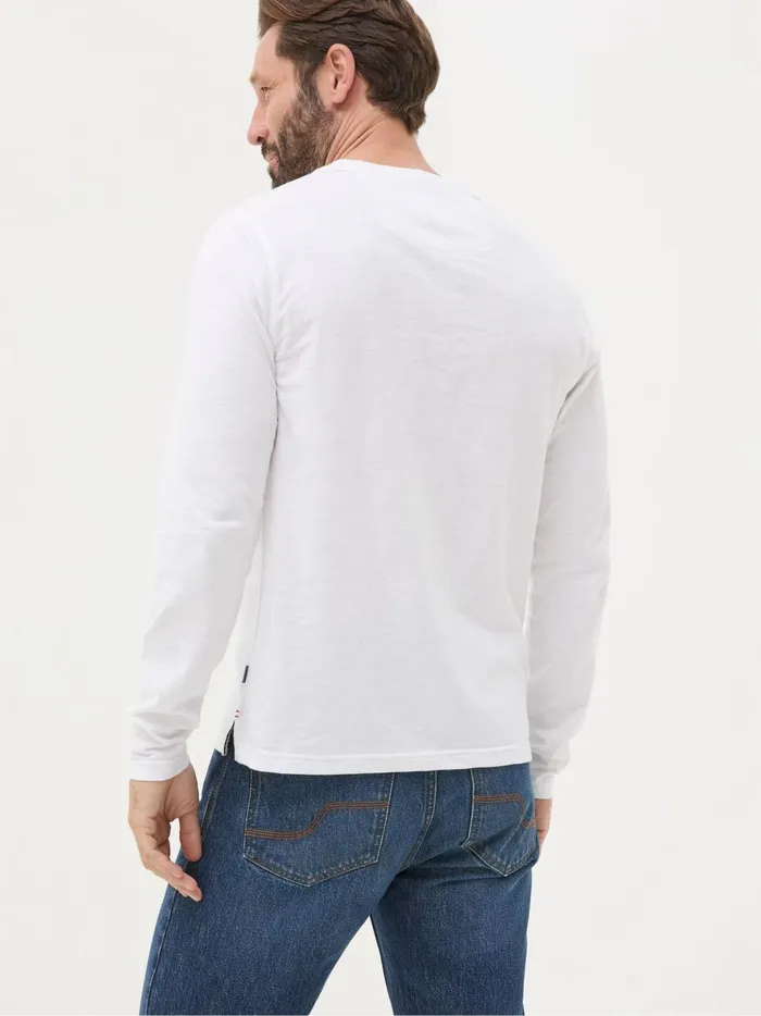 Men TShirts Fat Face Woodside White Long Sleeve Henley T Shirt
