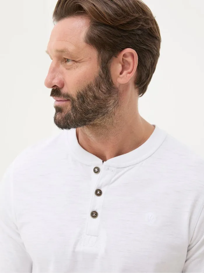 Men TShirts Fat Face Woodside White Long Sleeve Henley T Shirt