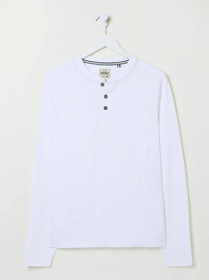 Men TShirts Fat Face Woodside White Long Sleeve Henley T Shirt