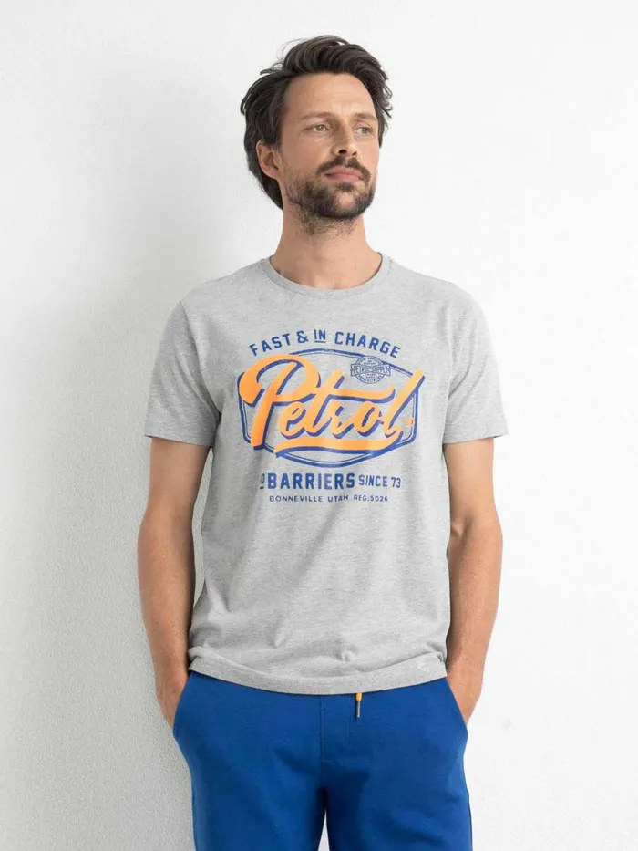 Men TShirts Petrol Industries Artwork TShirt Light Grey Melee