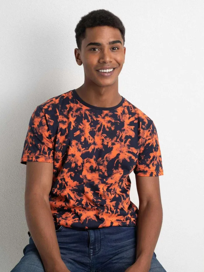 Men TShirts Petrol Industries TShirt With AllOver Print Midnight Navy