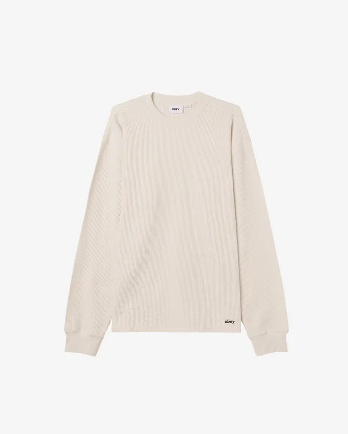 Men TOPS OBEY Clothing LOWERCASE II LS THERMAL Blanc De Blanc