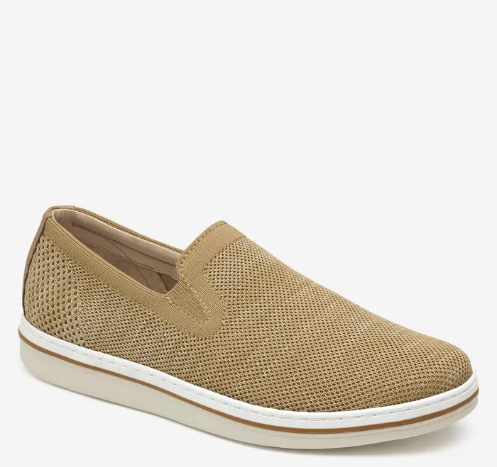 Men Trenton Knit SlipOn Beige Knit JohnstonandMurphy SlipOns and Loafers