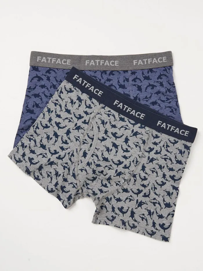 Men Underwear Fat Face Killer Blue Whale Boxers 2 Pack