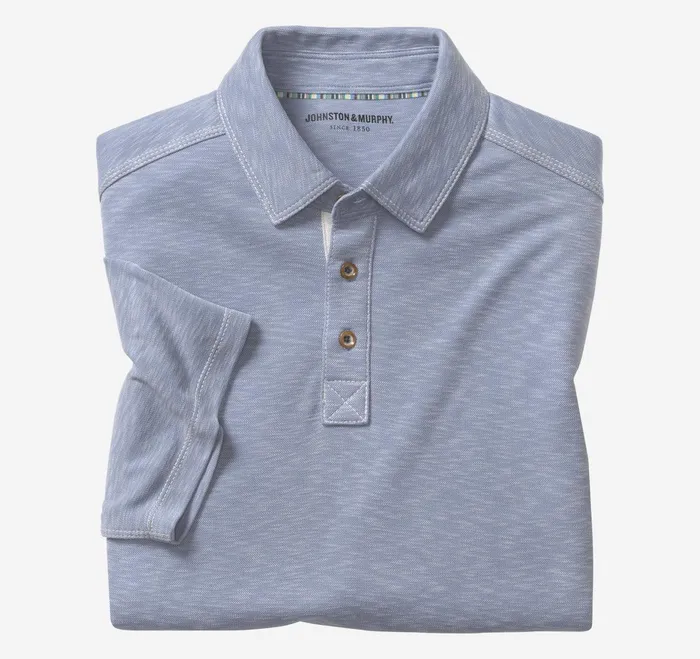 Men Vintage Slub Polo Dusty Blue JohnstonandMurphy Polos and Tees