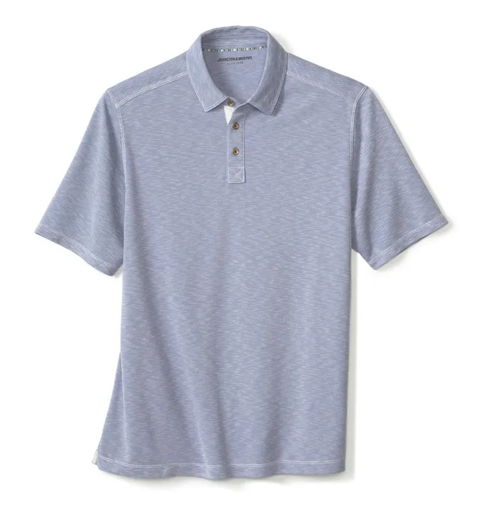 Men Vintage Slub Polo Dusty Blue JohnstonandMurphy Polos and Tees Men Vintage Slub Polo Dusty Blue JohnstonandMurphy Polos and Tees
