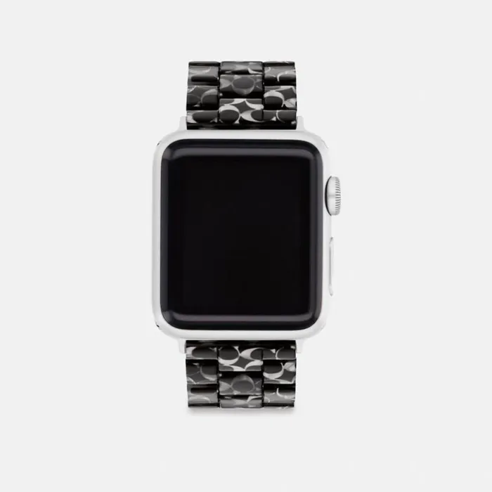 Men Watches Coach Apple Watch Strap 38 Mm 40 Mm And 41 Mm Black Signature