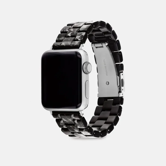 Men Watches Coach Apple Watch Strap 38 Mm 40 Mm And 41 Mm Black Signature