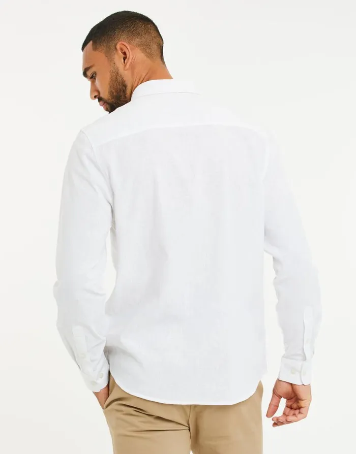 Men White Long Sleeve Linen Blend Shirt Threadbare Shirts Men White Long Sleeve Linen Blend Shirt Threadbare Shirts