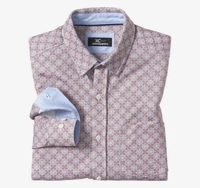 Men Xc Flex Stretch LongSleeve Shirt Burgundy Birdseye Tile JohnstonandMurphy Shirts Men Xc Flex Stretch LongSleeve Shirt Burgundy Birdseye Tile JohnstonandMurphy Shirts