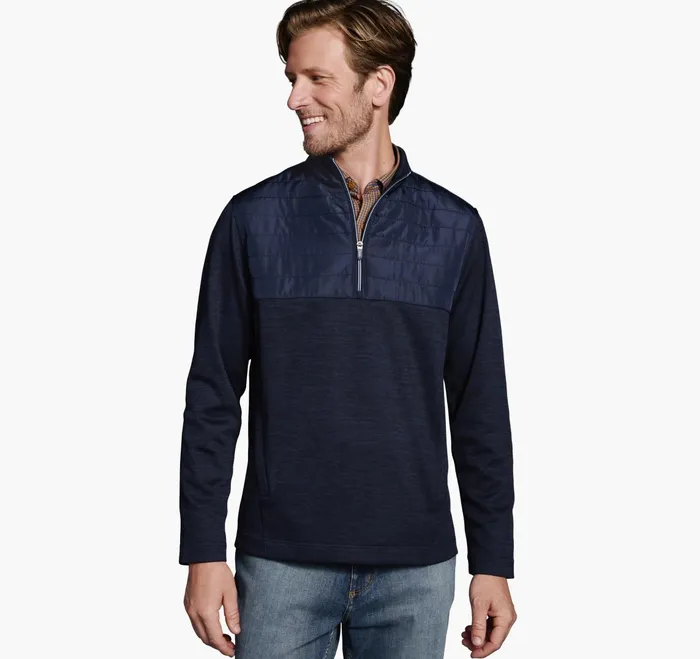 Men Xc4 Quilted QuarterZip Navy JohnstonandMurphy Sweaters and Knits