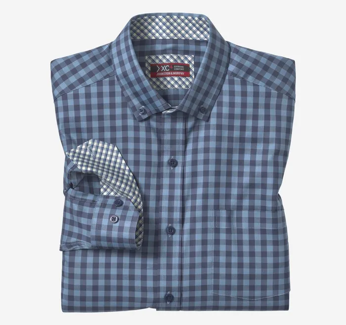 Men Xc4 Sport LongSleeve Shirt Blue JohnstonandMurphy Shirts
