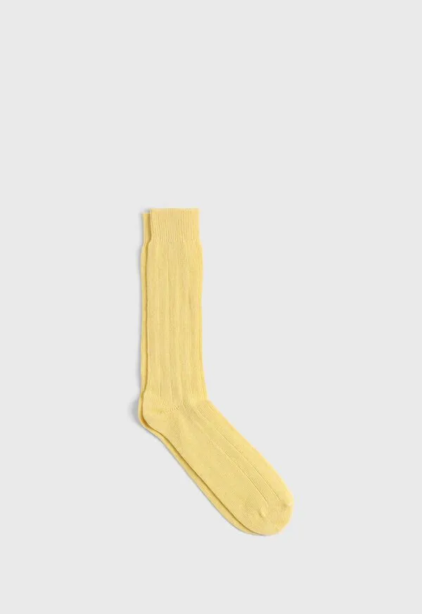 Mens Paulstuart Cashmere Blend Ribbed Sock Brown Heather Socks