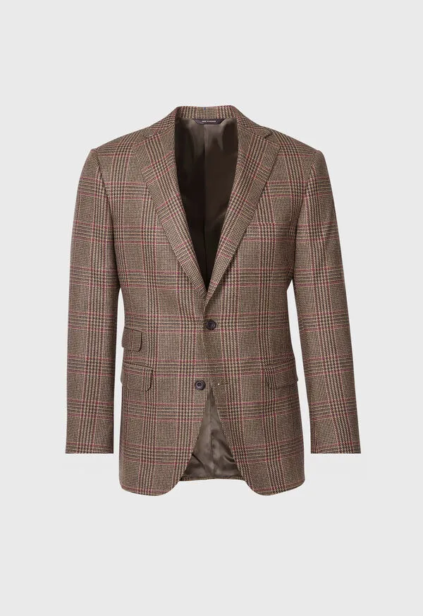 Mens Paulstuart Wool and Cashmere Plaid Paul Jacket OliveRust Blazers and Jackets