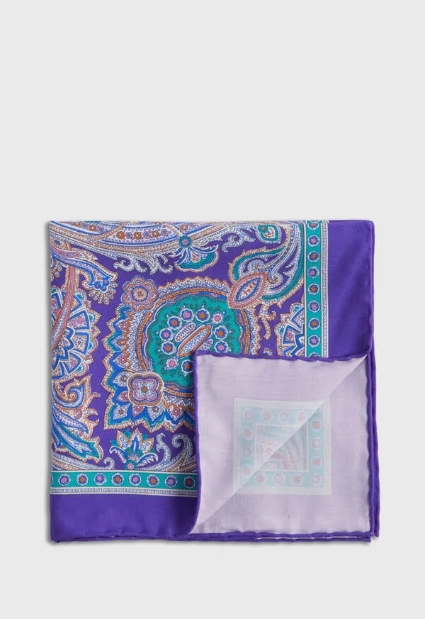 Mens Silk Twill Paisley Pocket Square Orange Pocket Squares Paulstuart