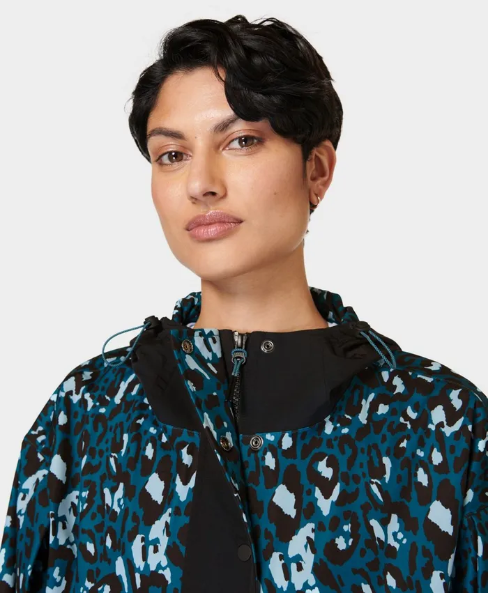 Merrell Outerwear Women Ascend Whisper Anorak X Sweaty Betty Blue Brushstroke Leopardblack