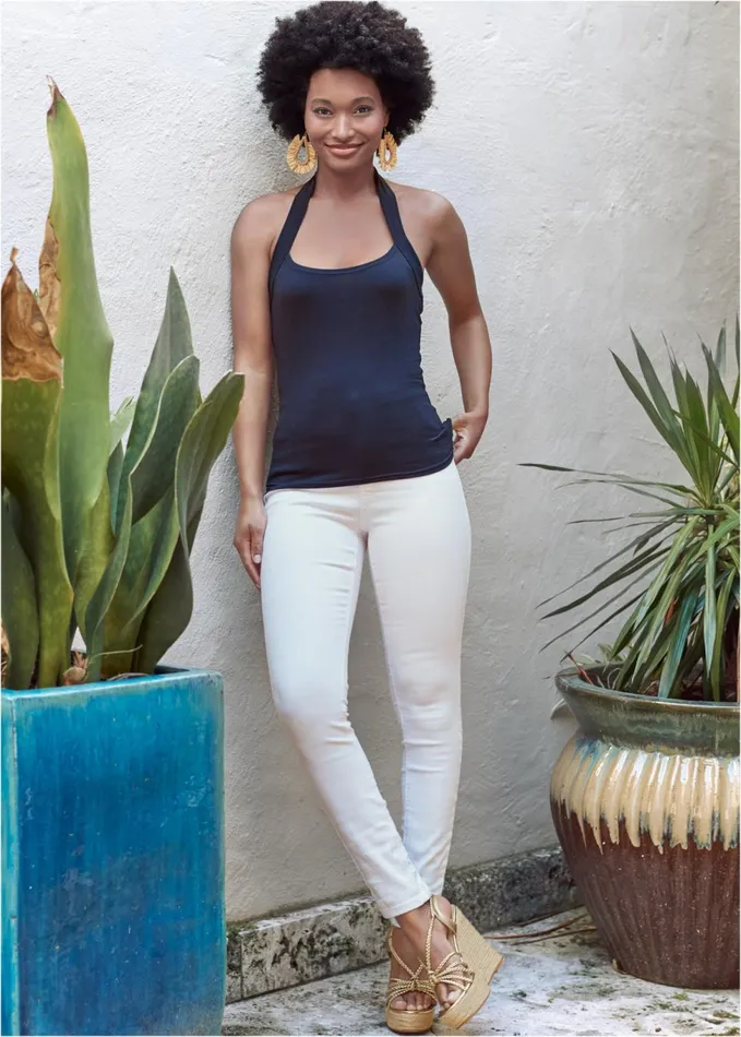 MID RISE COLOR SKINNY JEANS White Women VENUS Skinny