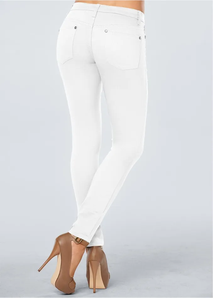 MID RISE COLOR SKINNY JEANS White Women VENUS Skinny