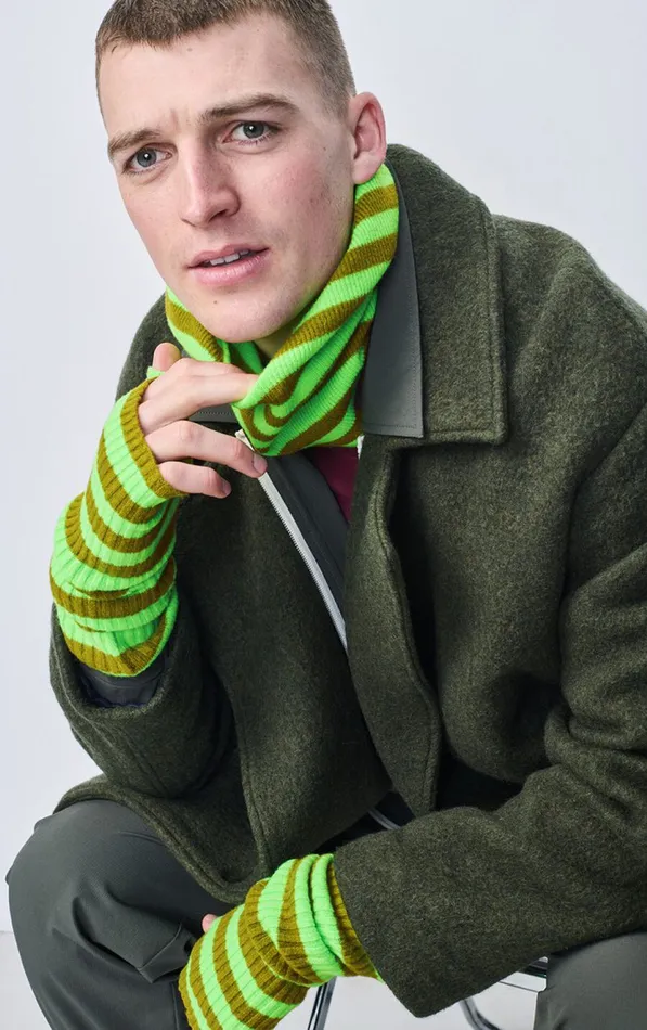 Mittens Raxow Fluo Green Striped Chameleon Melange Women American Vintage Gloves Mittens Raxow Fluo Green Striped Chameleon Melange Women American Vintage Gloves