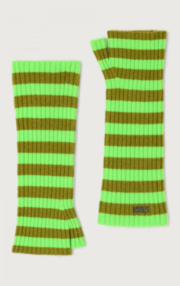 Mittens Raxow Fluo Green Striped Chameleon Melange Women American Vintage Gloves Mittens Raxow Fluo Green Striped Chameleon Melange Women American Vintage Gloves