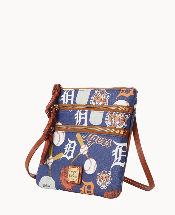 MLB Tigers N S Triple Zip Crossbody Tigers Woman Dooney and Bourke Crossbodies MLB Tigers N S Triple Zip Crossbody Tigers Woman Dooney and Bourke Crossbodies