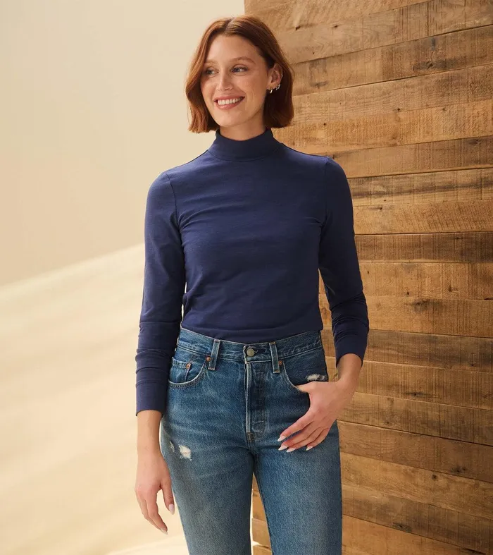 Mock Neck Top 8211 Patriot Blue Hatley