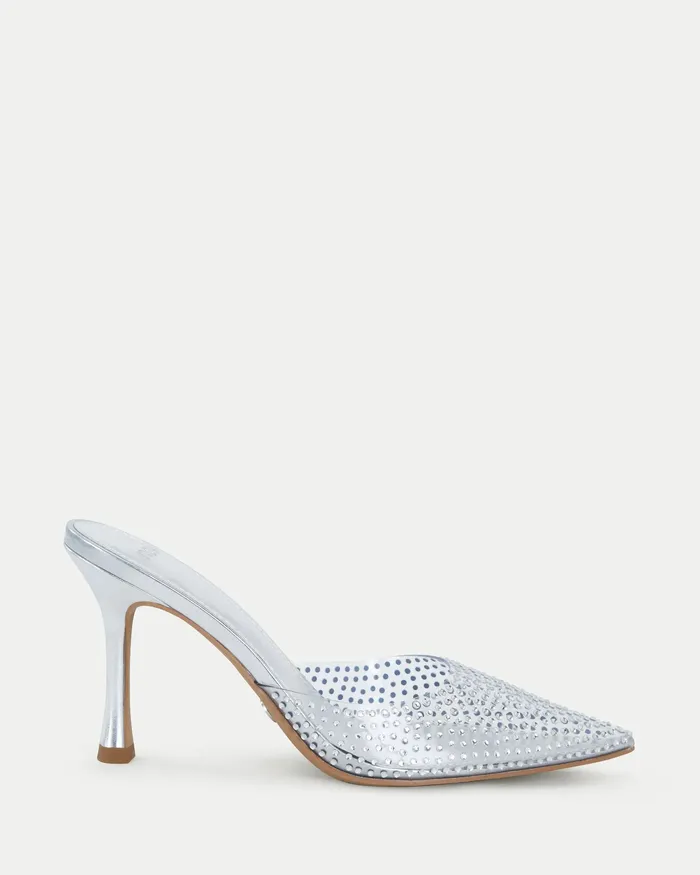 Mules Women NOVO Shoes PATTI SILVER Closed Toe Heels