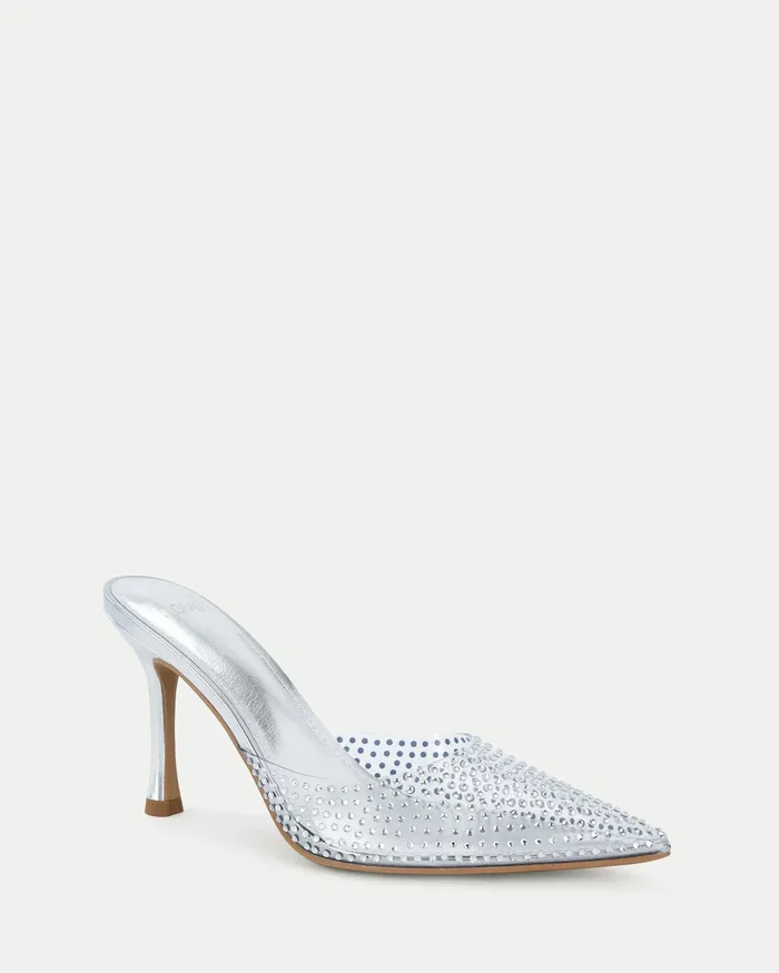 Mules Women NOVO Shoes PATTI SILVER Closed Toe Heels