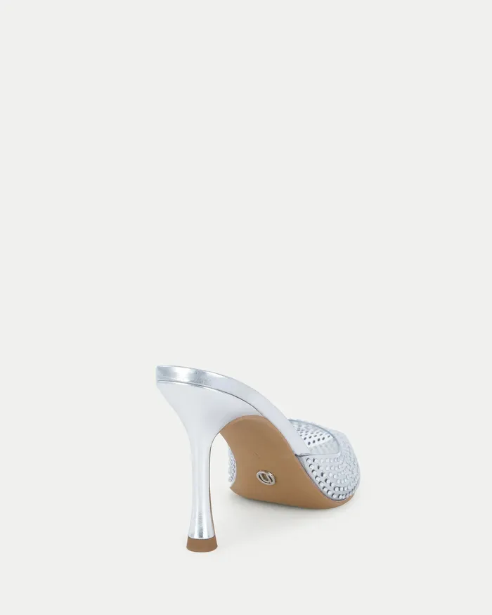 Mules Women NOVO Shoes PATTI SILVER Closed Toe Heels