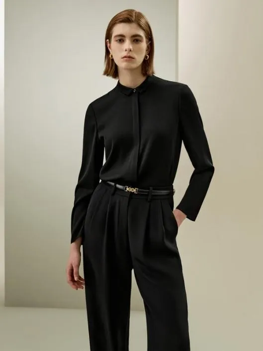 Narrower Collar Silk Shirt With Minimalist Design Women Blouses Lilysilk Shirts Narrower Collar Silk Shirt With Minimalist Design Women Blouses Lilysilk Shirts