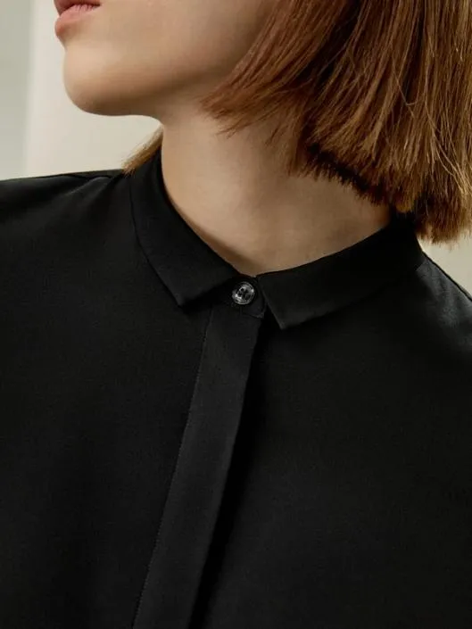 Narrower Collar Silk Shirt With Minimalist Design Women Blouses Lilysilk Shirts