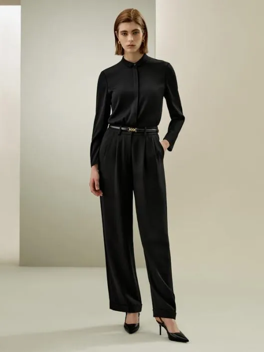 Narrower Collar Silk Shirt With Minimalist Design Women Blouses Lilysilk Shirts