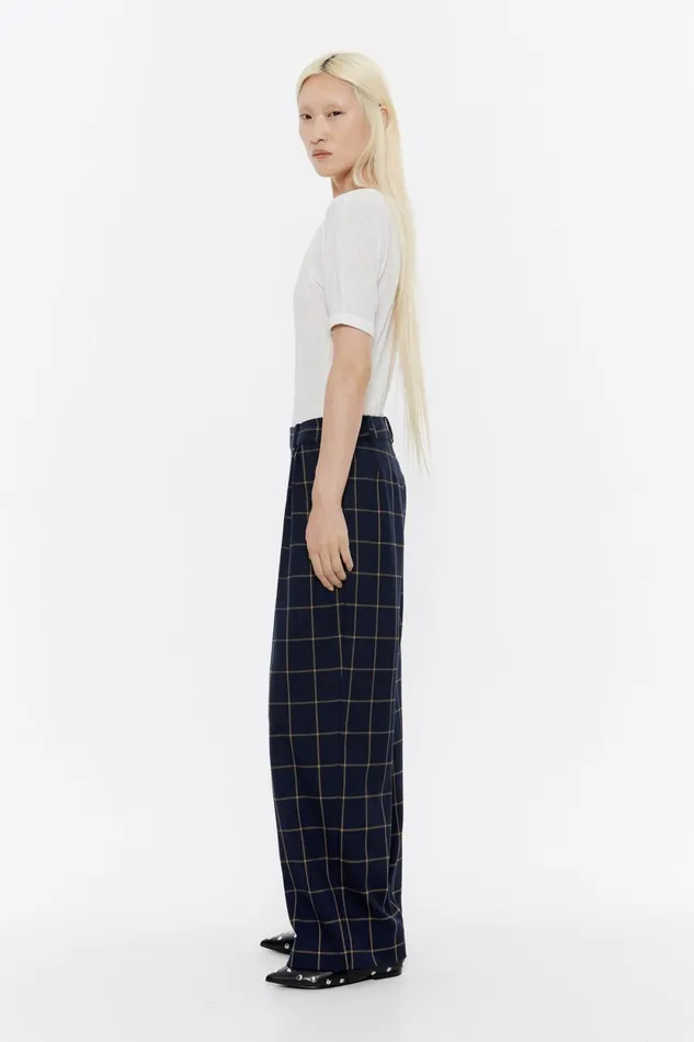 Navy Blue Checked Flared Trousers Navy Women Bimba Y Lola Total Look Navy Blue Checked Flared Trousers Navy Women Bimba Y Lola Total Look