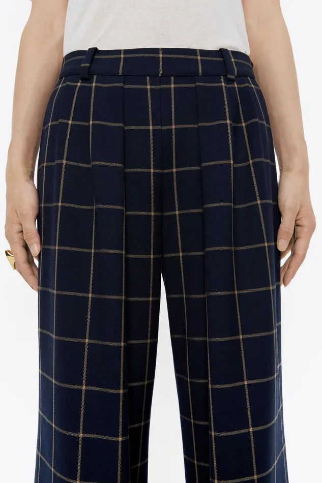 Navy Blue Checked Flared Trousers Navy Women Bimba Y Lola Total Look Navy Blue Checked Flared Trousers Navy Women Bimba Y Lola Total Look