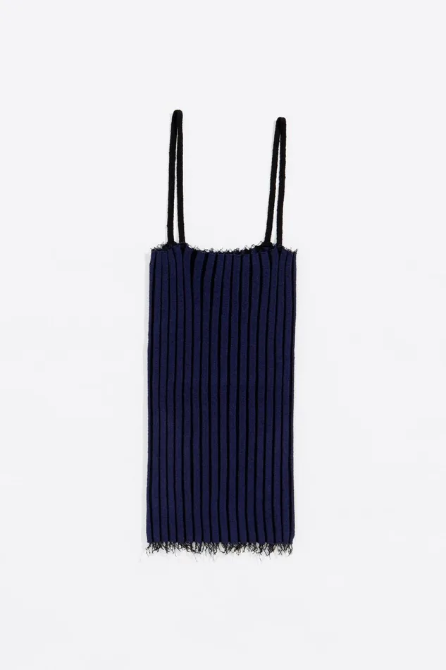 Navy Blue Ribbed Vest Top Navy Women Bimba Y Lola Knitwear Navy Blue Ribbed Vest Top Navy Women Bimba Y Lola Knitwear