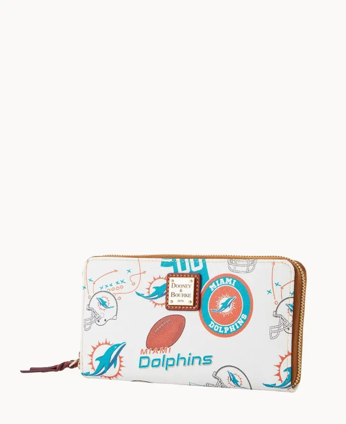 NFL Dolphins Large Zip Around Wristlet Dolphins ManWoman Dooney and Bourke Wallets NFL Dolphins Large Zip Around Wristlet Dolphins ManWoman Dooney and Bourke Wallets
