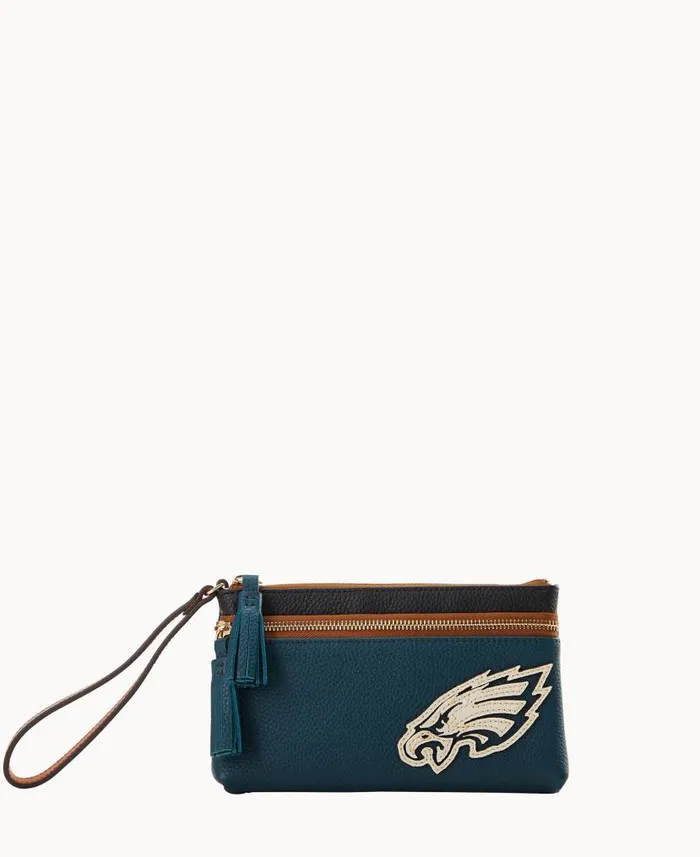 NFL Eagles Double Zip Wristlet Eagles ManWoman Dooney and Bourke Wallets