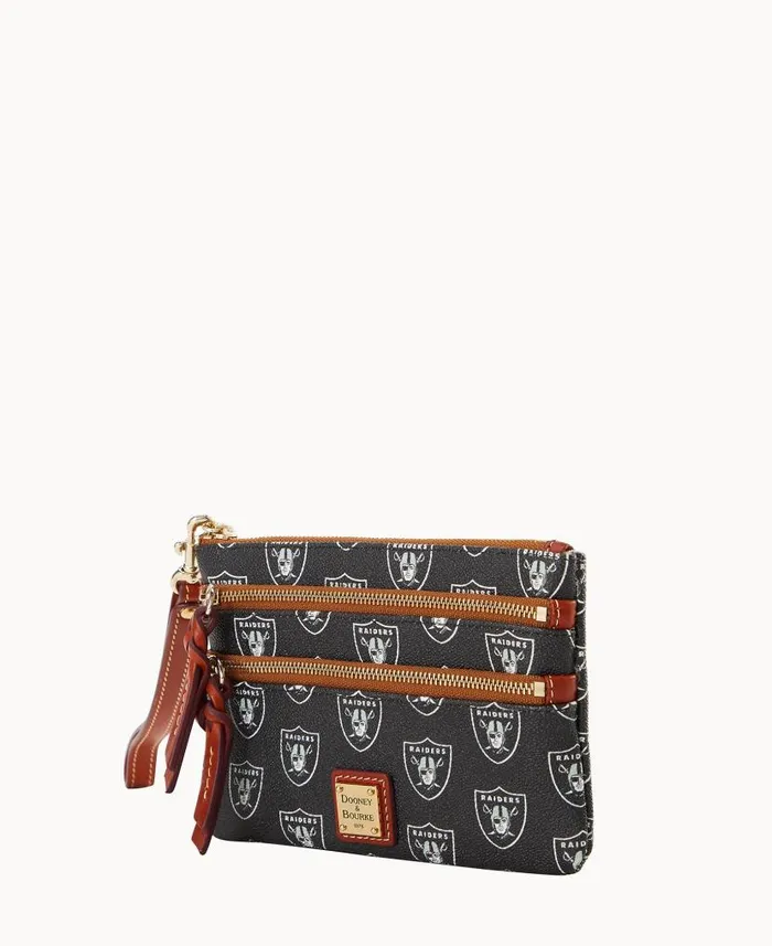 NFL Raiders Triple Zip Wristlet Bills ManWoman Dooney and Bourke Wallets NFL Raiders Triple Zip Wristlet Bills ManWoman Dooney and Bourke Wallets