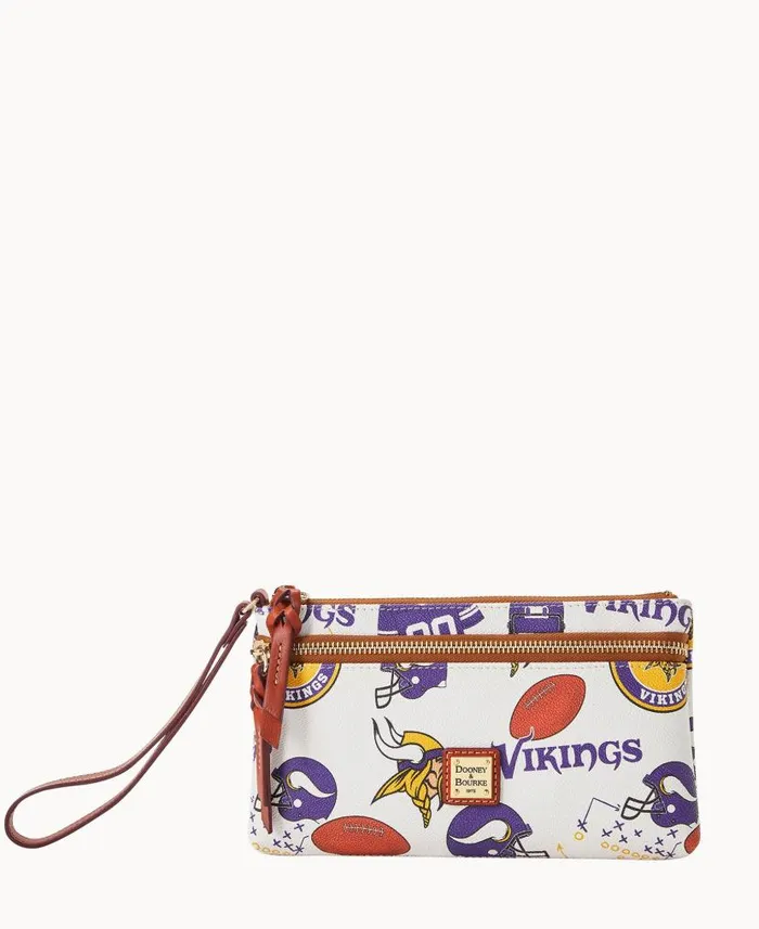 NFL Vikings Double Zip Wristlet Minnesota Vikings ManWoman Dooney and Bourke Wallets NFL Vikings Double Zip Wristlet Minnesota Vikings ManWoman Dooney and Bourke Wallets