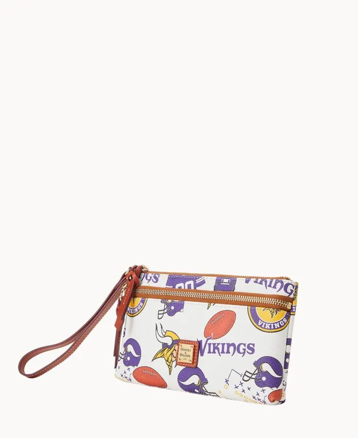 NFL Vikings Double Zip Wristlet Minnesota Vikings ManWoman Dooney and Bourke Wallets NFL Vikings Double Zip Wristlet Minnesota Vikings ManWoman Dooney and Bourke Wallets