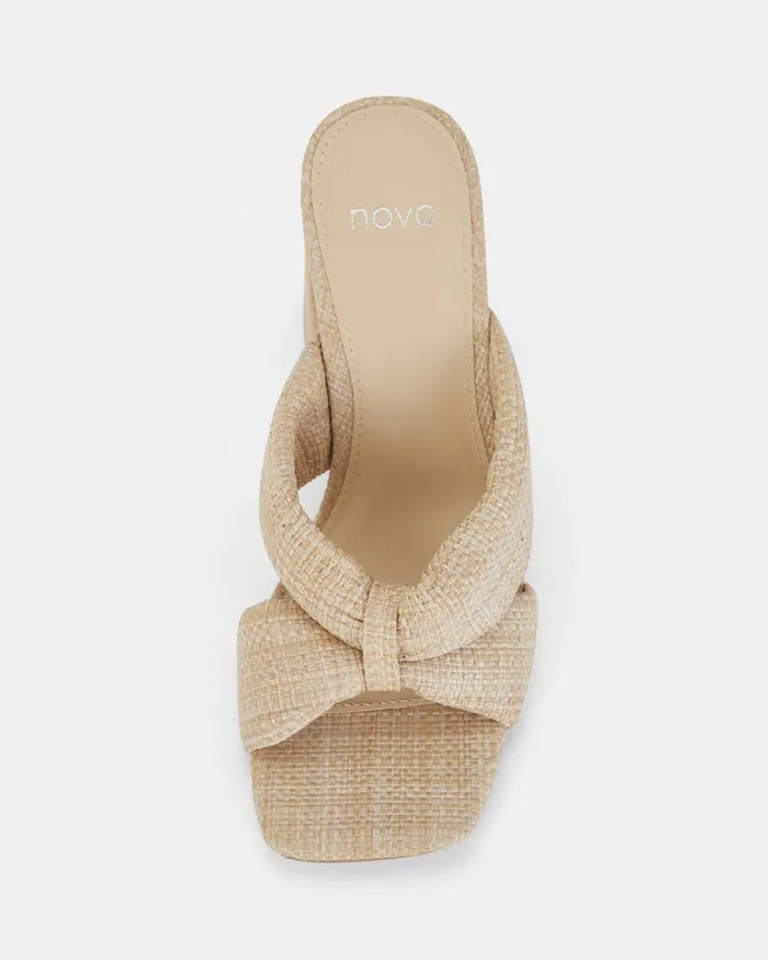 NOVO Shoes FAIZA RAFFIA Open Toe Heels Women Party