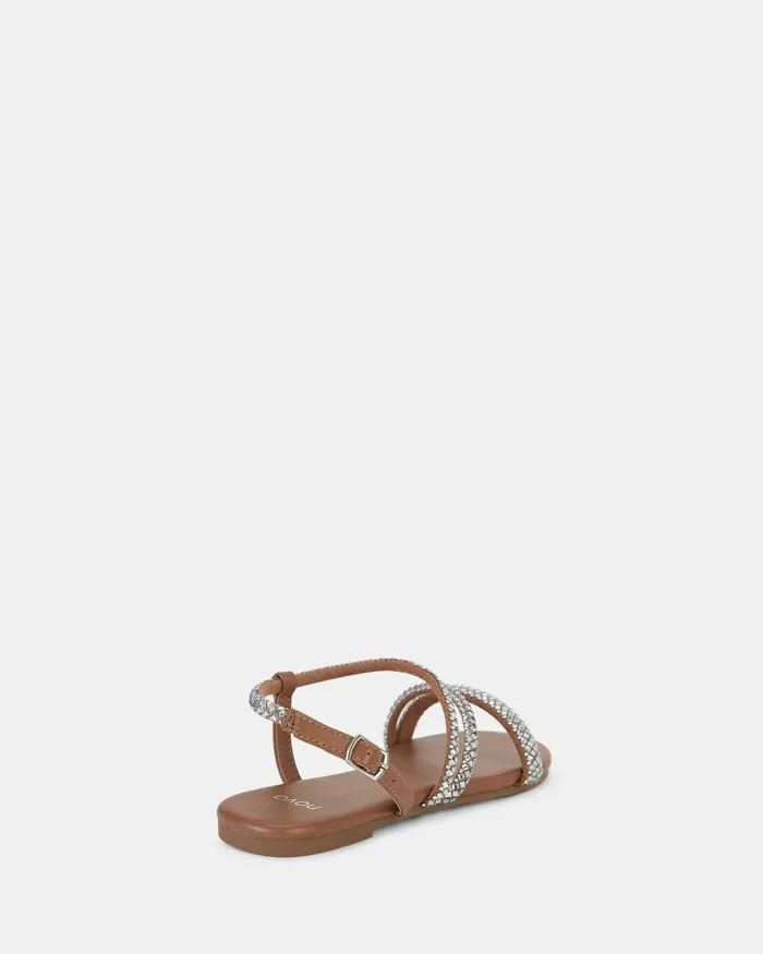 NOVO Shoes Flat Sandals Women TAISSA CARAMEL Flat Sandals