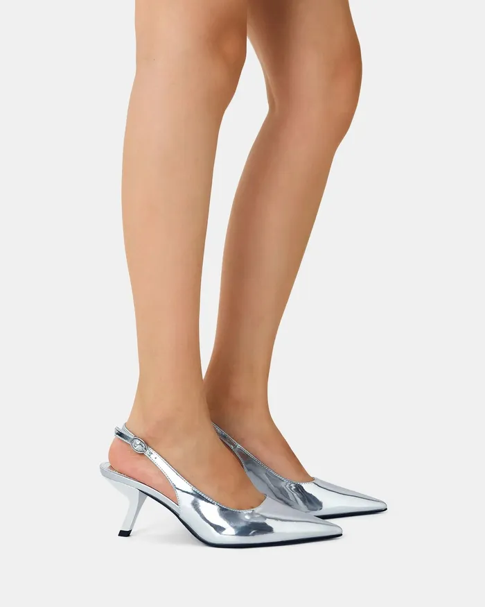 NOVO Shoes Party Women ZINDY SILVER Low Heels