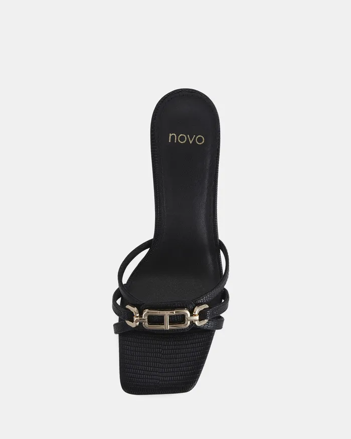 NOVO Shoes URSINO BLACK LIZARD Stilettos Women Party