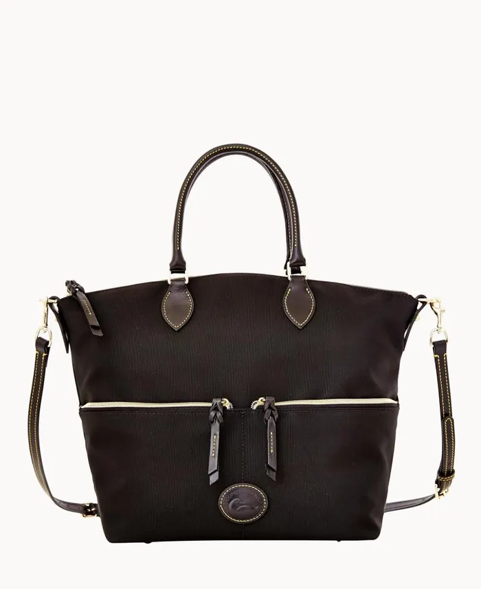 Nylon Large Pocket Satchel Black Black Woman Dooney and Bourke Satchels