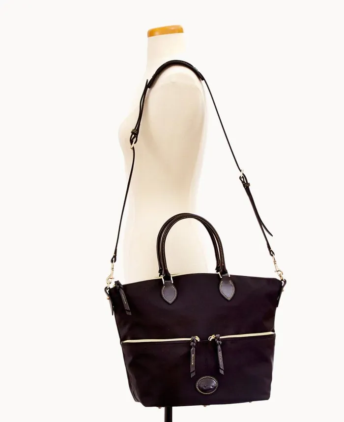 Nylon Large Pocket Satchel Black Black Woman Dooney and Bourke Satchels Nylon Large Pocket Satchel Black Black Woman Dooney and Bourke Satchels