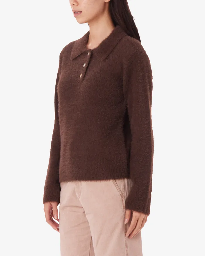 OBEY Clothing ESME POLO SWEATER Chocolate Women SWEATERS