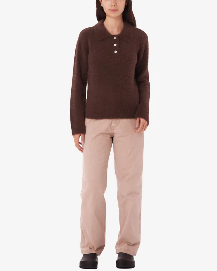 OBEY Clothing ESME POLO SWEATER Chocolate Women SWEATERS