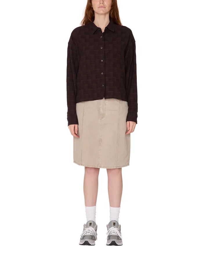 OBEY Clothing TOPS Women VIVIAN PLAID SHIRT Java Brown Multi