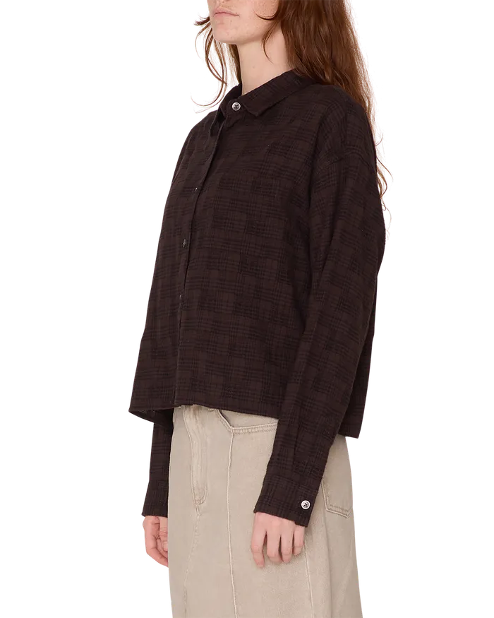 OBEY Clothing TOPS Women VIVIAN PLAID SHIRT Java Brown Multi